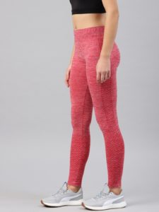 HRX Red Solid Yoga Tights