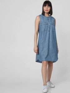 Blue Denim A-line Dress