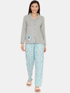 Women Blue and Grey Night Suit
