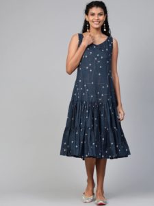 Navy Blue A-line Dress