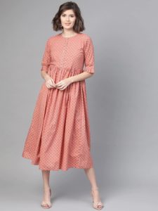 Peach A-line Dress