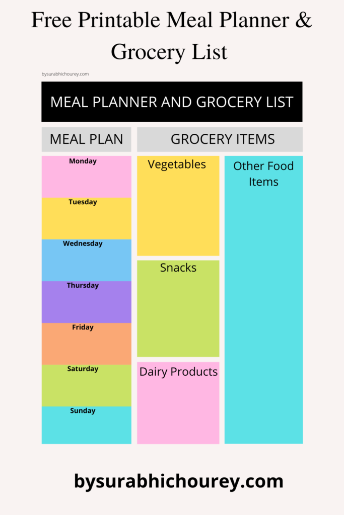 Pinterest Pin For Meal Planner & Grocery List